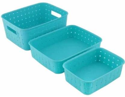 JORDY Plastic Premium Quality Virgin Plastic (Set of 3) /Fridge Storage Storage Basket