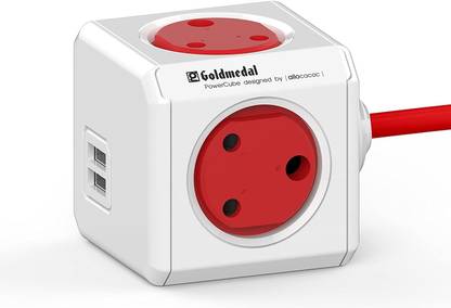Goldmedal Power Cube Extended (With Twin 2.1A USB, Spike Guard And 1.5M Wire) 4  Socket Extension Boards