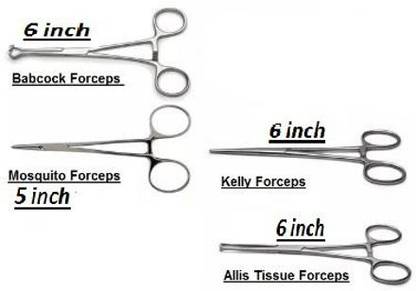 Forgesy Combo (Mosquito Forcep + Babcock Forcep + kelly Forcep + Allis Tissue Forcep) Utility Forceps