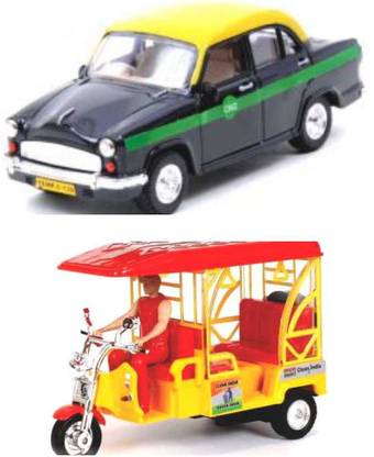 CENTY.l Centy Ambassador Taxi (Door Openable) & E – Rickshaw combo (Length : 13.5cm)