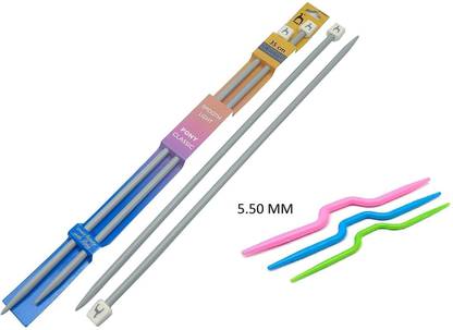 PRANSUNITA Pony Large Plastic Single Pointed Knitting Needles 35 cm long- No 5 (5.50 mm)