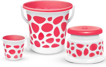 MILTON Duplex Spa 3 Piece Set, Red | 20 Ltrs Bucket, Mug & Stool | Bathroom Accessory 20 L Plastic Bucket  (Red)