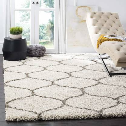Shag Weaving Beige Polyester Carpet