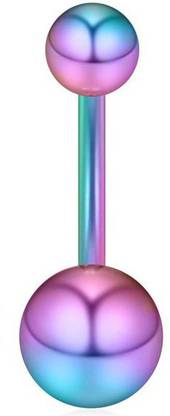 Sorellaz Womens Navel Belly Button Piercing Banana Bell Rainbow Ring Metal Beaded Charm