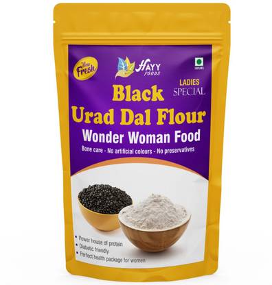 HAYYFOODS Black Gram Flour - Black Urad Dhal Atta - Karuppu Ulundhu Kanji Maavu - Power house of protein