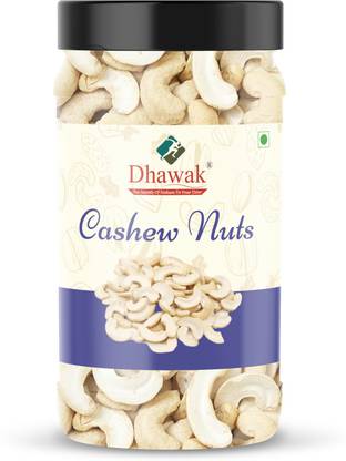 Dhawak White 2 pieces Kaju 2 Tukda split broken Cashews Nuts Jumbo Size Half [Jar Pack] Cashews