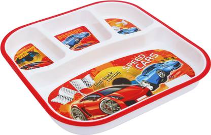 GALOOF 4 Section Kids Cartoon Printed Plastic Dinner Plate Dinner Plate