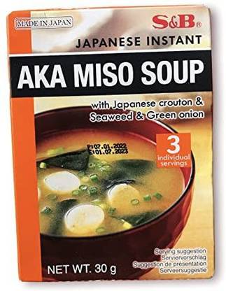 S&B Japanese Instant AKA Miso Soup with Japanese crouton & seaweed & Green Onion