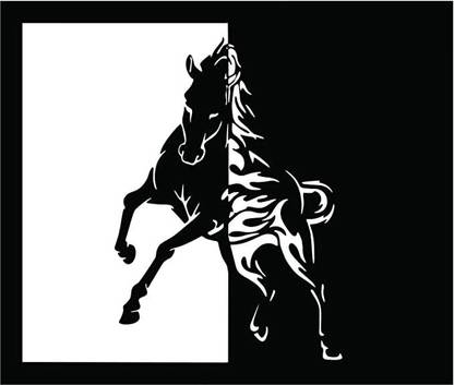 Woodiefie 45 cm Mdf Wall Art Decor,Half Black Horse Bedroom Home Decor Wooden Wall Art Decor Double-sided Sticker