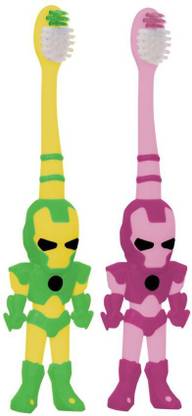 Yunicron Max Robot Style Kids Toothbrush with Tongue Cleaner (Pack of 2) Extra Soft Toothbrush