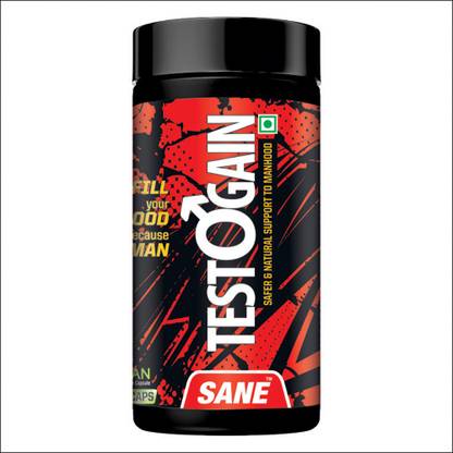 sane science TESTOGAIN 60 VEG caps SAFER & NATURAL SUPPORT TO MANHOOD