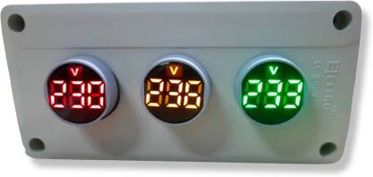 MICROTAIL 500V Round Digital Voltmeter Indicator with Container Box (Red, Yellow, Green) Voltmeter