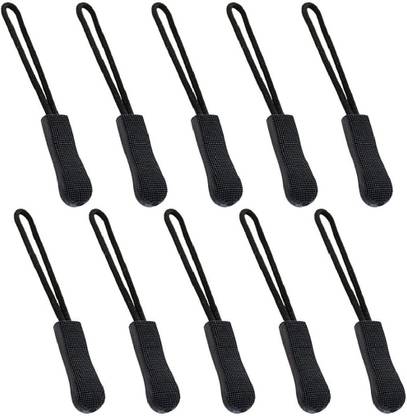 BANSURI ARISTOCRATIC 10 Black Durable Zipper Tags Pulls Cord for Bags Backpacks Jacket Luggage Purses Black Nylon Open-ended Zipper