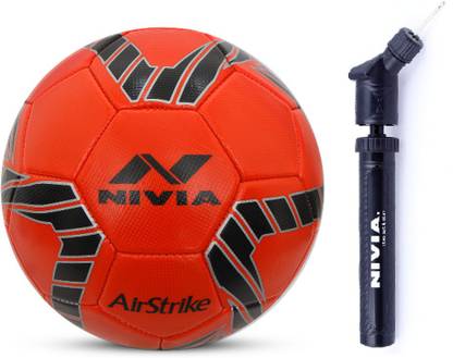NIVIA COMBO FB-80080, Airstrike Size-5 (RED) + PUMP Football - Size: 5