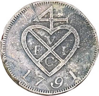 RB COINS VERY VERY RARE PRESIDENCY 9 GRAM 1791 COPPER COIN Medieval Coin Collection