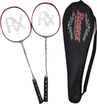 Rozex badminton Racket Pack of 2 White, Black, Red Strung Badminton Racquet