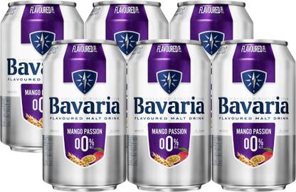 Bavaria Non Alcoholic Beer Malt Beverage Mango Passion Flavor Pack of 6 Cans 330ml Each Can