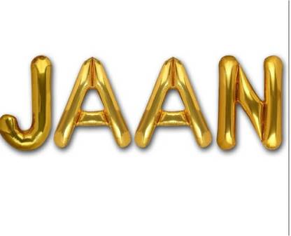 FLIPZONE Solid JAAN Letters Set Golden Foil Balloon (Gold, Pack of 4) Letter Balloon