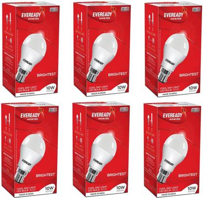 EVEREADY 10 W Standard B22 LED Bulb  (White, Pack of 6) at Rs. 449