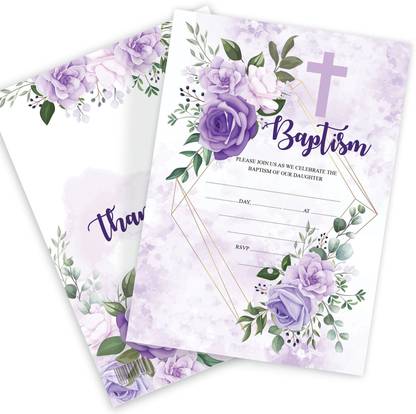 Creatie Baptism Invitation Cards for Baby Girls, Baptism Celebration of Daughter, 5 Pcs Invitation Card