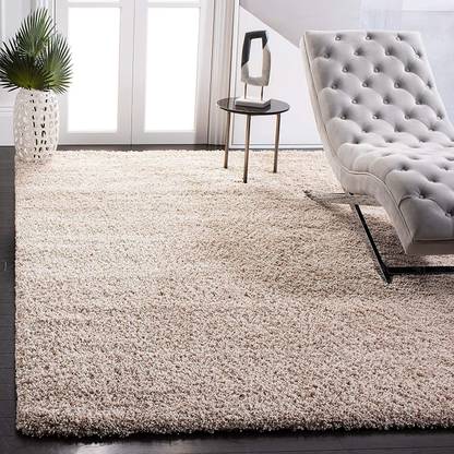 Shag Weaving Beige Polyester Carpet