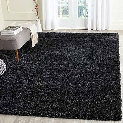 Shag Weaving Black Polyester Carpet