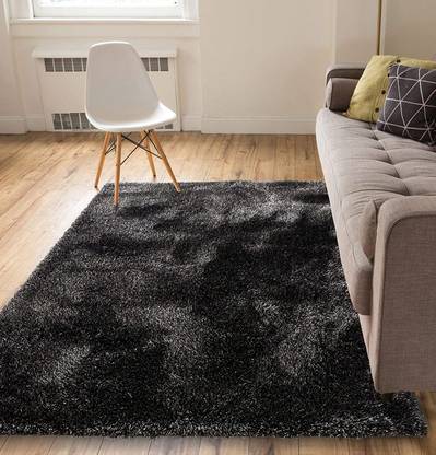 AyanCarpets Black Polyester Carpet