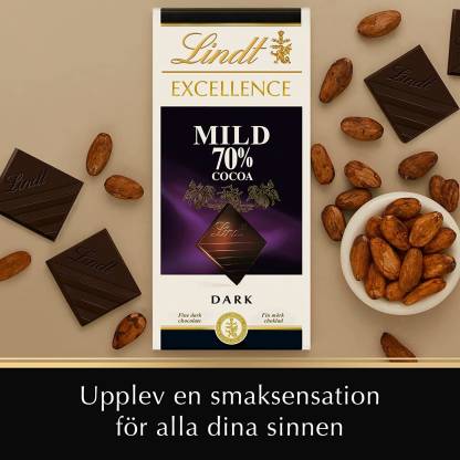 LINDT Excellence 70% Mild Dark Cocoa Chocolate (IMPORTED FROM SWITZERLAND) Bars