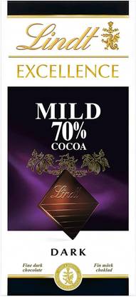 LINDT Excellence 70% Mild Dark Cocoa Chocolate Bar, 100g Bars
