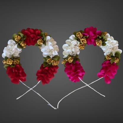 RishiArt Artificial Flower for Women Hair Accessory Garland Juda Gajra (Pack of 2) Bun