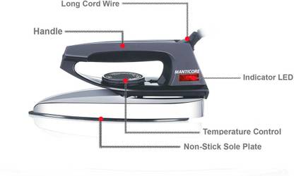 MANTICORE Automatic iron box with Dual Non-sticky & anti-bacterial coating 750 W Dry Iron 750 W Dry Iron