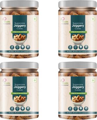 PureMe Jaggery Cubes Sugarcane (15 gm) 650gm Jar Packof4 Block Jaggery