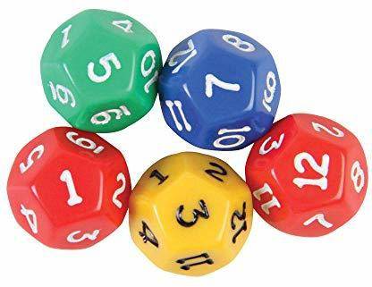 hand2mind ETA Ten-Sided Decahedra 0-12 Dice, Set of 5