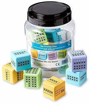 hand2mind Ten Frame Math Dice Activity Set, Foam Dice for Classroom, 10 Frame Math for Cou