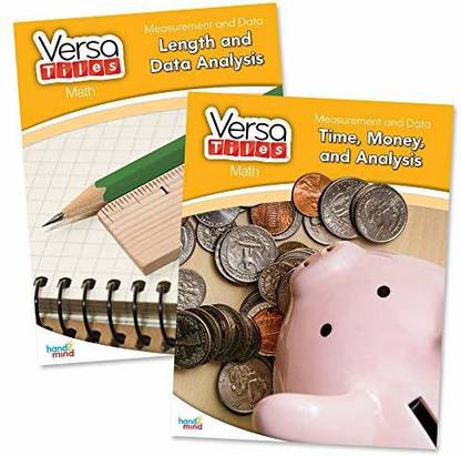hand2mind VersaTiles Math 2nd Grade Workbook Bundle, Measurement and Data, Length, Money a