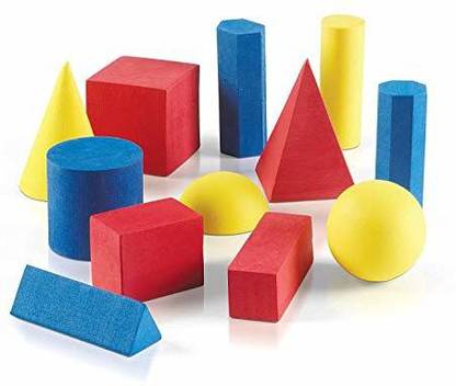 hand2mind Foam Geometric Solid Blocks, Assorted Colors, 3D Shapes (Set of 12)