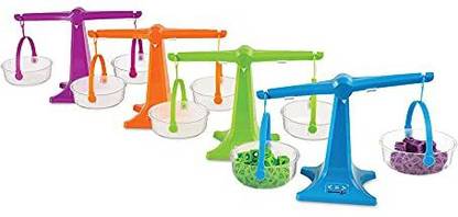 hand2mind Colorful Nestable Pan Balance, Clear Double Balance Scale for Kids, Weight Scale