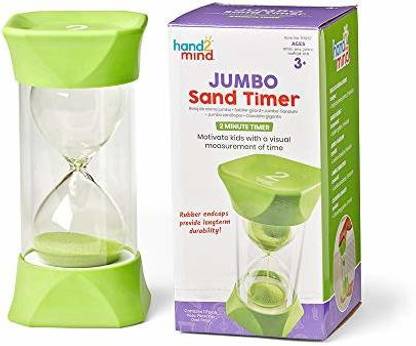 hand2mind Green Jumbo Sand Timers, 2 Minute Sand Timer, Hourglass Sand Timer with Soft Rub