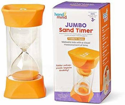 hand2mind Orange Jumbo Sand Timers, 5 Minute Sand Timer, Hourglass Sand Timer with Soft Ru