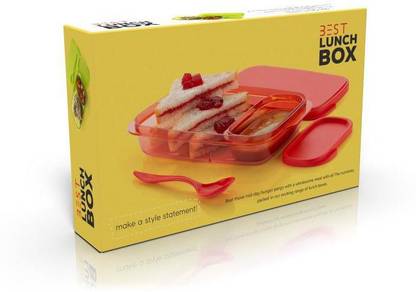 Aatisons Slim Lunch Box Food Container with Small Container and Spoon | 450 Ml Pack of 1 2 Containers Lunch Box