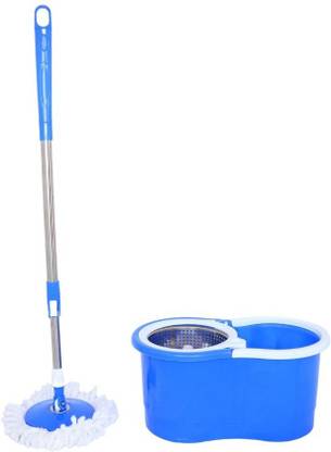 Finner Spin Mop Steel Blue Bucket Set pocha for Floor Cleaning Mop Set