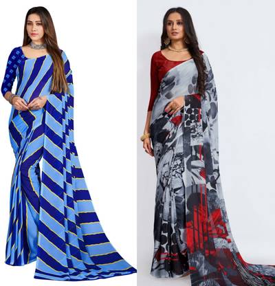 Ambuja International Printed Daily Wear Georgette Saree with Unstitched Blouse