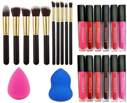 BUY TYA 10in1 Makeup Brush Puff Super Edition 6 Liquid Matte Lipsticks
