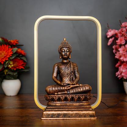 StatueStudio Lord Gautam Buddha Statue with LED Light Handicraft Showpiece Vastu Religious Murti For Living Room, Office Table, Wall Sleves and Home Décor Tabletop Gift Item Light Showpiece Decorative Showpiece  -  36.8 cm