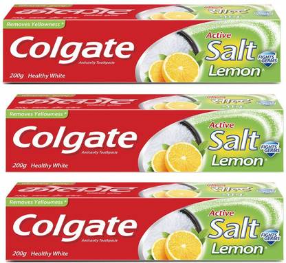 Colgate Active Salt Lemon , Germ-Fighting Toothpaste , 200g (Pack of 3) Toothpaste