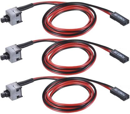 LipiWorld  TV-out Cable (Pack Of 3) 2 Pin SW PC Desktop Power Cable On/Off Button ATX Computer Cord