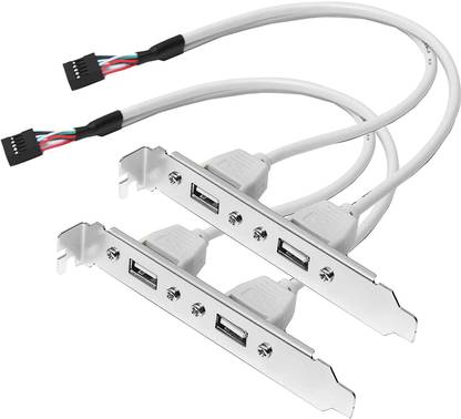 LipiWorld (Pack of 2) 2 Port USB 2.0 Cable Adapter Converter Motherboard Rear Panel Extension Bracket to 9 Pin Motherboard Header Expansion Card