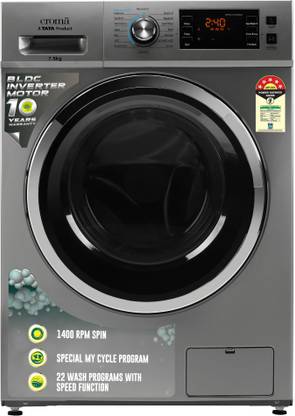 Croma 7.5 kg Fully Automatic Front Load Washing Machine with In-built Heater Grey