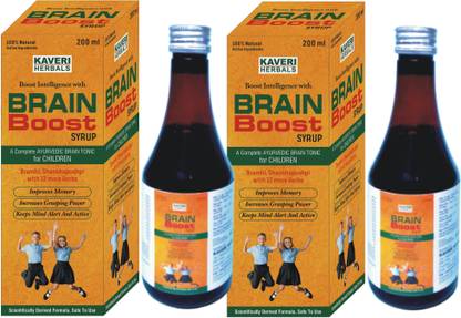 KAVERI HERBALS Brain Boost Syrup, Memory & Concentration Tonic for Children with 14 Rare Herbs