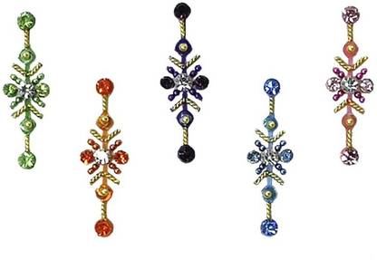 Comet Busters Traditional Long Multicolor Bindi with Stones (BIN1765) Forehead Multicolor Bindis